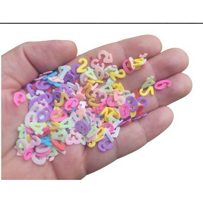 Mini Aplique Fimo Fatiado Emborrachado Números Sortidos 5 Gramas