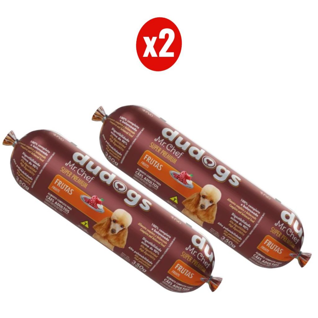 Kit 2 Dudogs Mr Chef Frutas Ração Semi Úmida para Cães 350g FVO em Oferta na Shopee