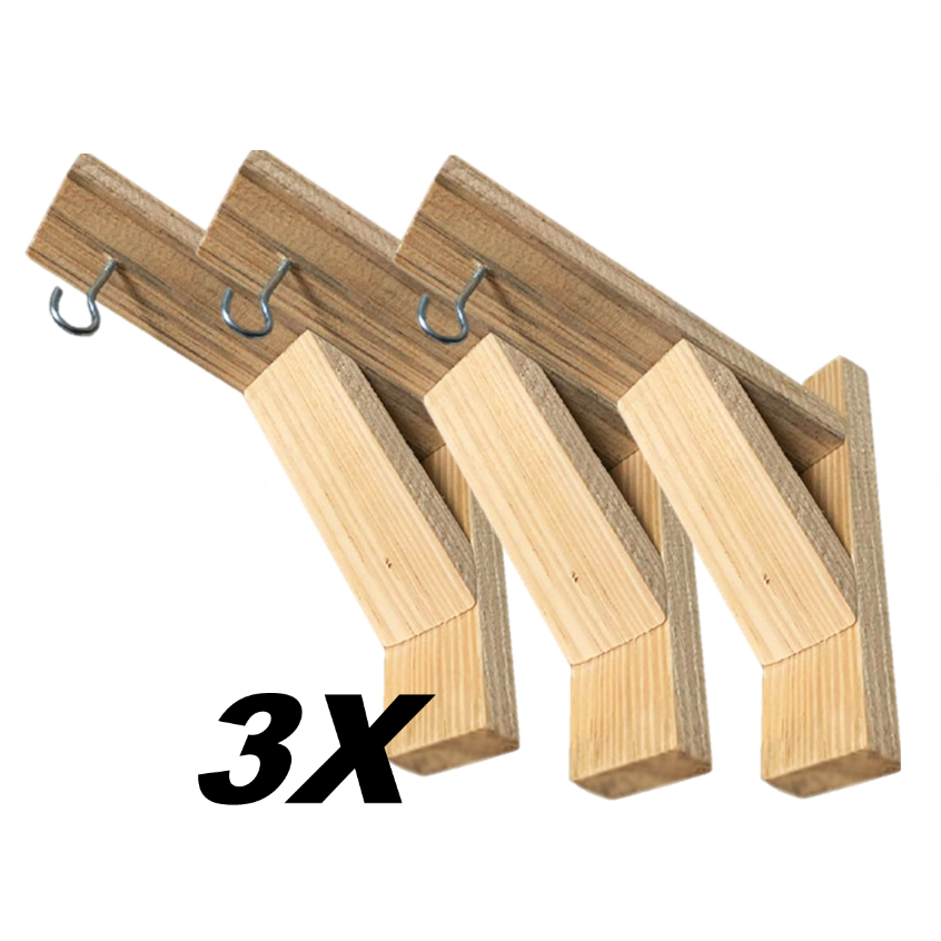 Kit 3 Suporte Vaso Planta Gancho Mão Francesa Madeira Pinus Com Bucha e Parafuso suporte para vaso de plantas