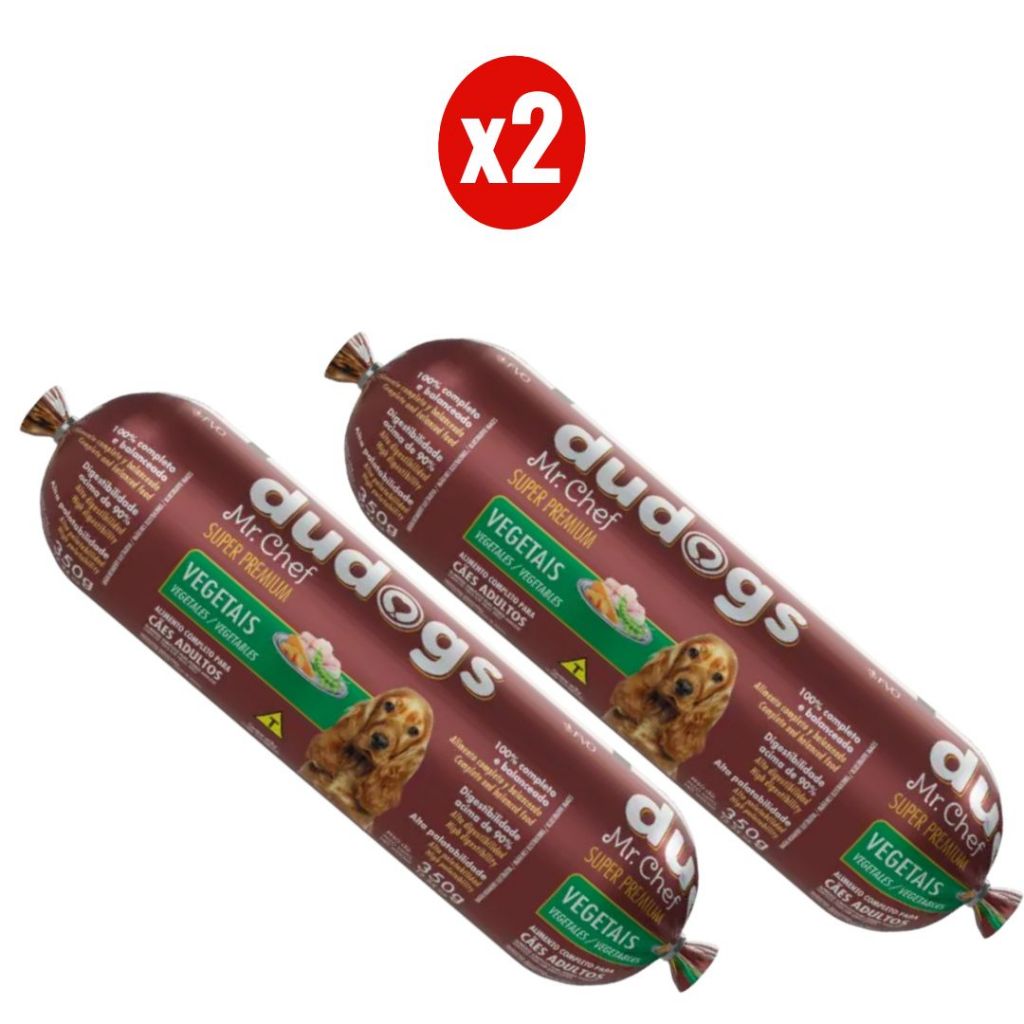 Kit 2 Dudogs Mr Chef Vegetais Ração Semi Úmida para Cães 350g FVO