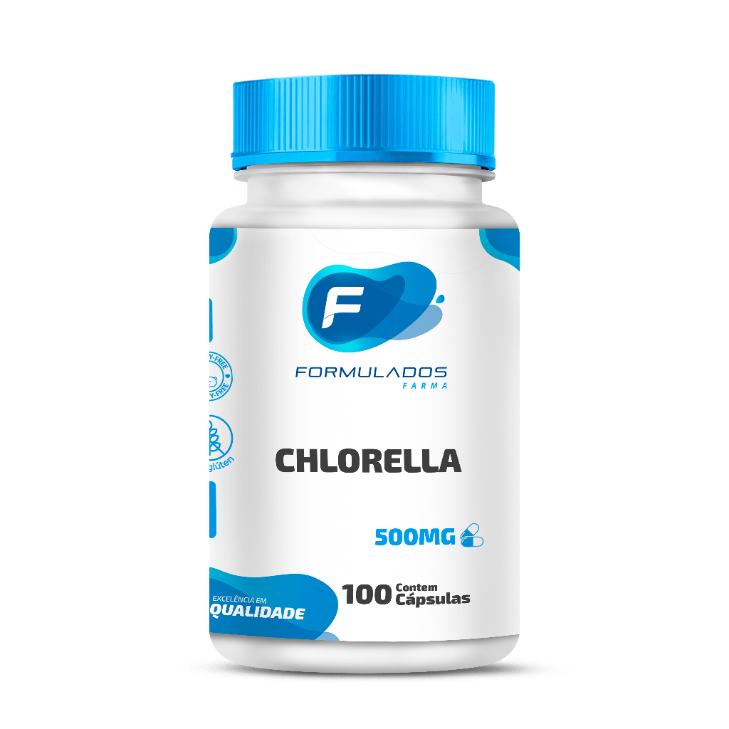 Chlorella 500mg 100 Cápsulas rica em proteinas, vitamina C e vitamina b12