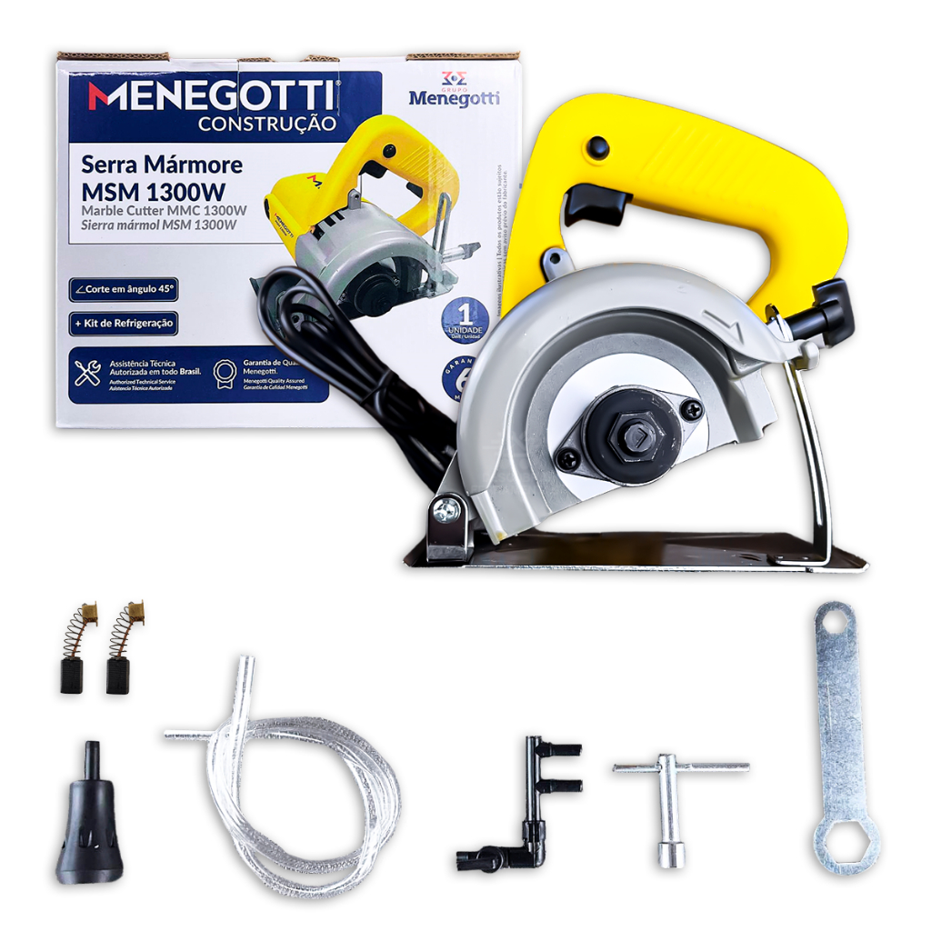 Serra Mármore MSM-1300W Menegotti Motor Brushless Para Cortar Madeiras Cerâmicas para Pedreiros