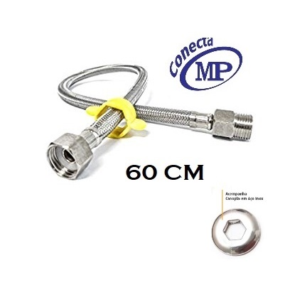 Flexivel Aço Inox MACHO E FEMEA 60 cm para Torneiras Pias Lavabos Caixas Acopladas 30 cm 40 cm 60 cm em Oferta na Shopee