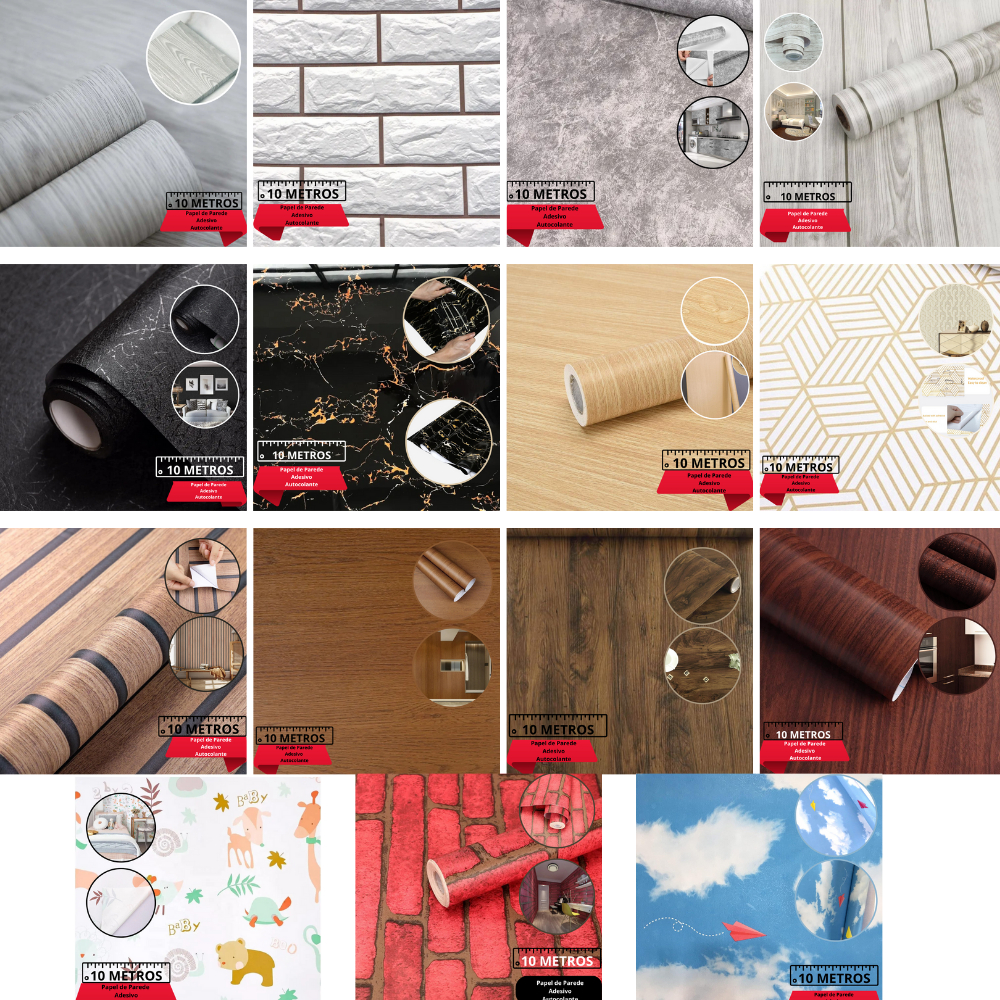 10 Metros de Papel Adesivo De Parede Superfícies E Móveis Rolo Madeira Mármore em Oferta na Shopee