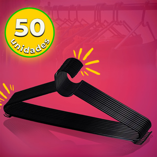 50 Unidades Cabides De Plástico Reforçado Adulto Com Cavas e Antideslizante em Oferta na Shopee