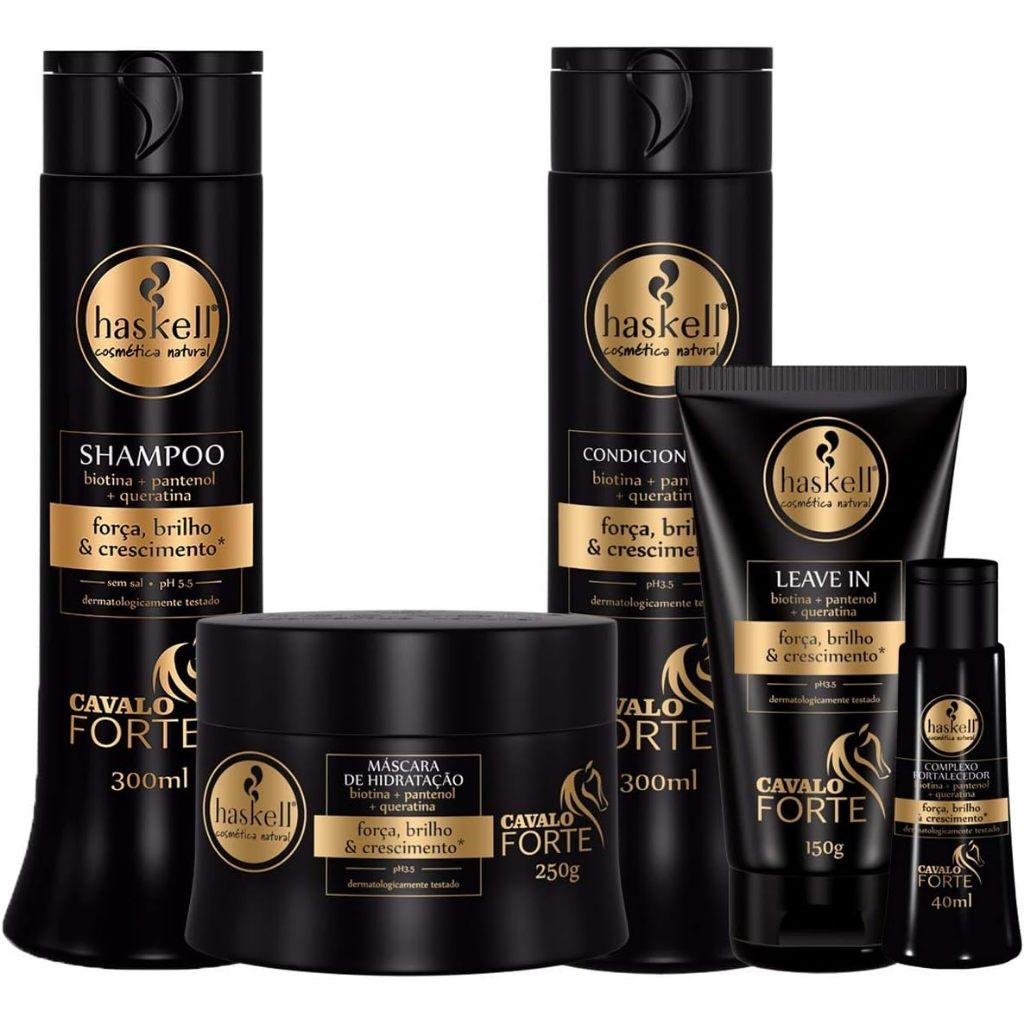Kit com 5 Linha Cavalo Forte 300ml Haskell Cuidado Com O Cabelo Salao de Beleza Tratamento...