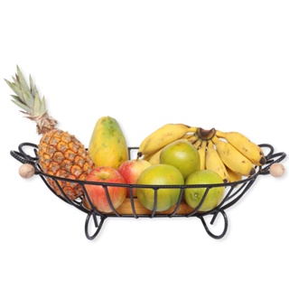 Fruteira Artesanal Em Ferro e Madeira Organizador Oferta em Oferta na Shopee