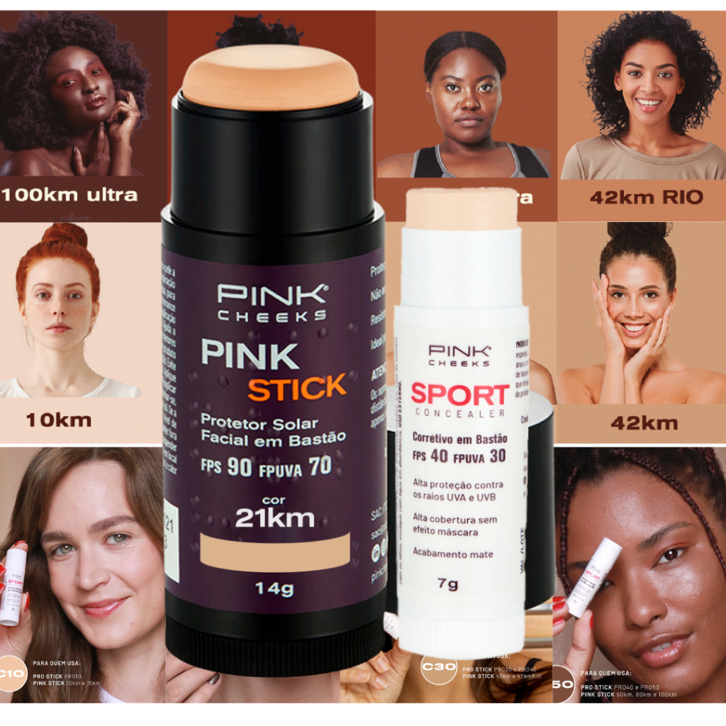 Combo Pink Stick + Corretivo Resistente Agua e Suor Escolha a sua cor Proteção Solar E Cobertura - Beauty