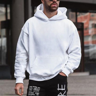 Moletom Canguru Masculino Capuz Streetwear Unisex Branco