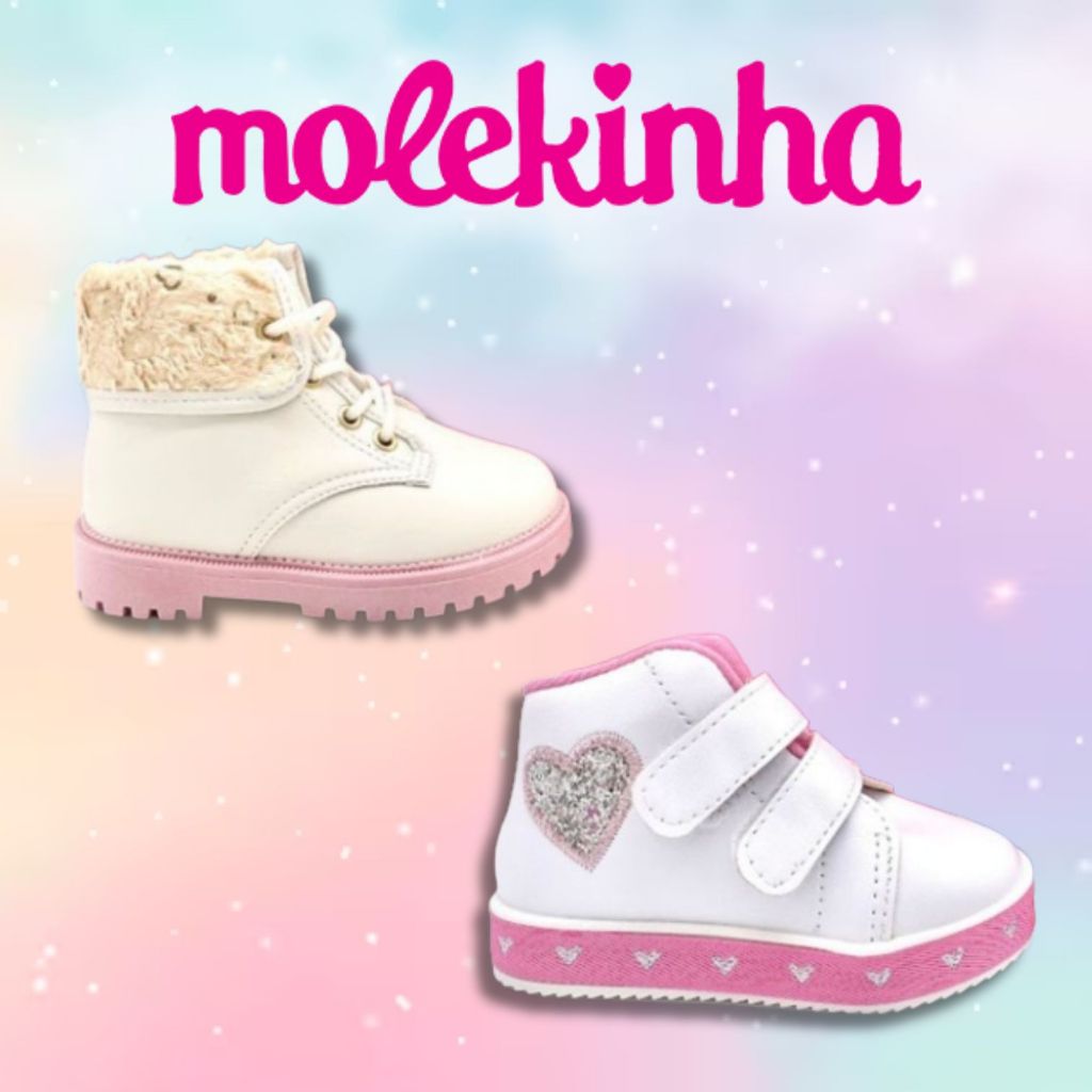 Bota Infantil Menina Molekinha Coturno Confortável Original