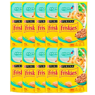 Kit com 10 Ração Úmida Sachê Friskies Gatos Adultos Atum Ao Molho 85g em Oferta na Shopee