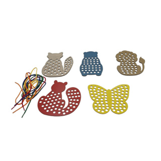 Kit 05 Peças Alinhavo Educativo Em MDF Brinquedo Pedagógico Coordenação Motora Infantil em Oferta na Shopee