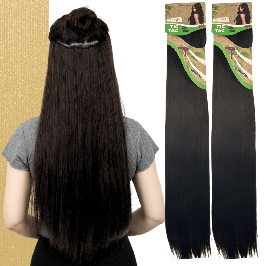 kit 2 Cabelo Aplique Tic-tac 80cm Fibra 100% Orgânica Weng