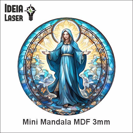 Nossa Senhora Mod4 - Mini Mandala MDF Sem Furos - Arte Estilo Vitral