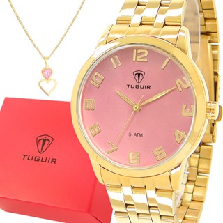 Relógio Digital Feminino Dourado Tuguir Original 1 Ano de Garantia Top
