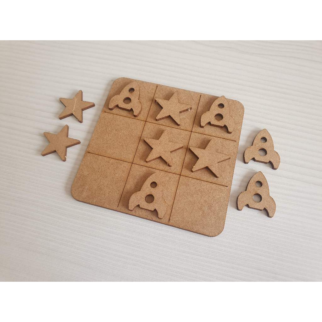 5 Jogos da velha Foguete Estrela Espaco Astronauta em MDF 10cm tabuleiro brinquedo presente lembrancinha kit em Oferta na Shopee