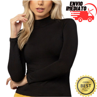Blusa Feminia manga longa /Cacharrel / Gola alta / Segunda pele