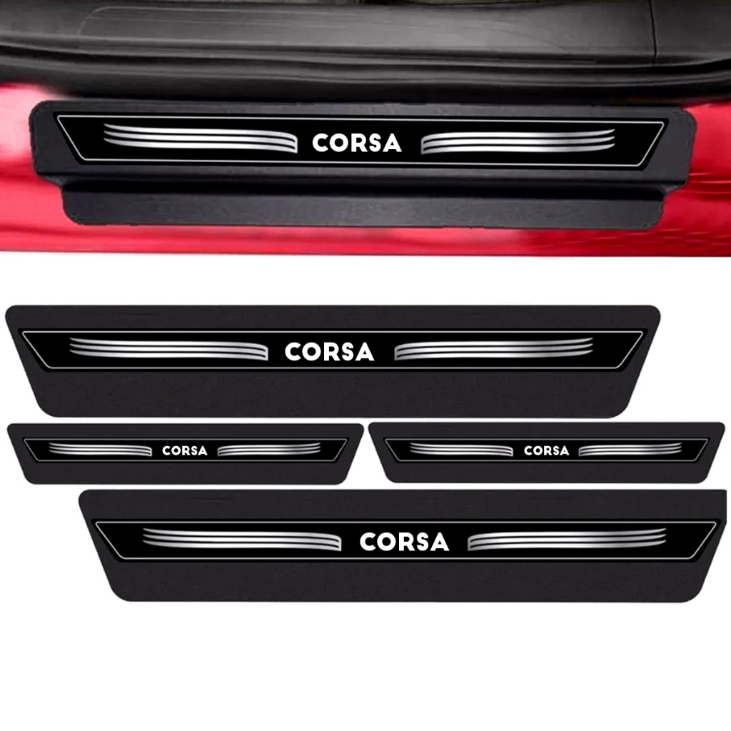Kit 8 Peças Adesivo Soleira Proteção Porta Compativel com Corsa Hatch Sedan - PRETO
