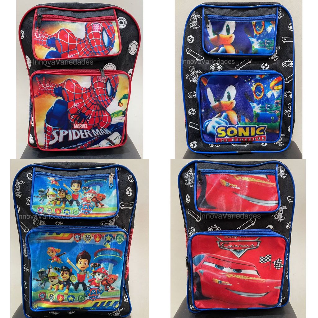 Mochila Escolar Infantil Tamanho Grande De Costas Personagens Sonic Hulk Capitão América Homem Aranha Mickey Patrulia Canina Carros Aventureiro Filme Super Promoção Os Vingadores Criança Escolinha Mochilinha 40cm Creche Material Escola Volta As Aulas