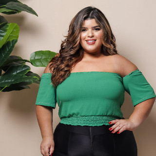 #090 Cropped Ciganinha Elastex Plus Size Em Cores Vibrantes MODA FEMININA Não Possue Bojo