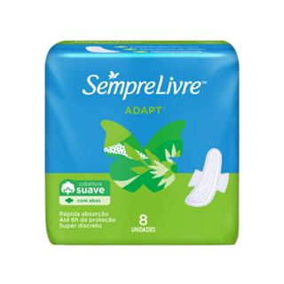 Absorvente Sempre Livre Adapt Cobertura Suave com Abas - 08 Unidades em Oferta na Shopee