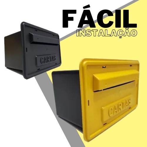Caixa Correio Pvc de Embutir/Sobrepor - Cartas - Gradil Portão - Preto e Amarela