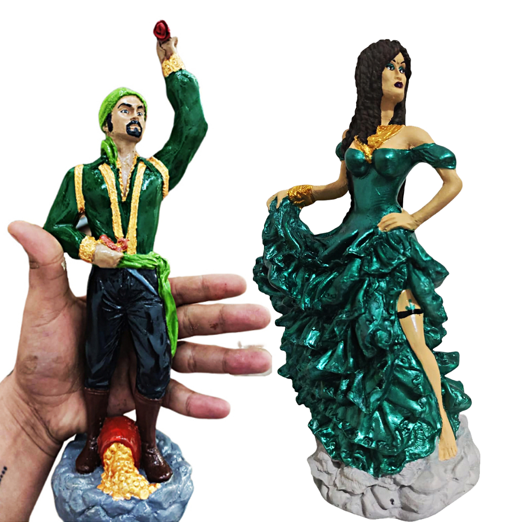 Imagem Casal de Ciganos Cigano Pablo e Cigana Esmeralda Imagem em Gesso