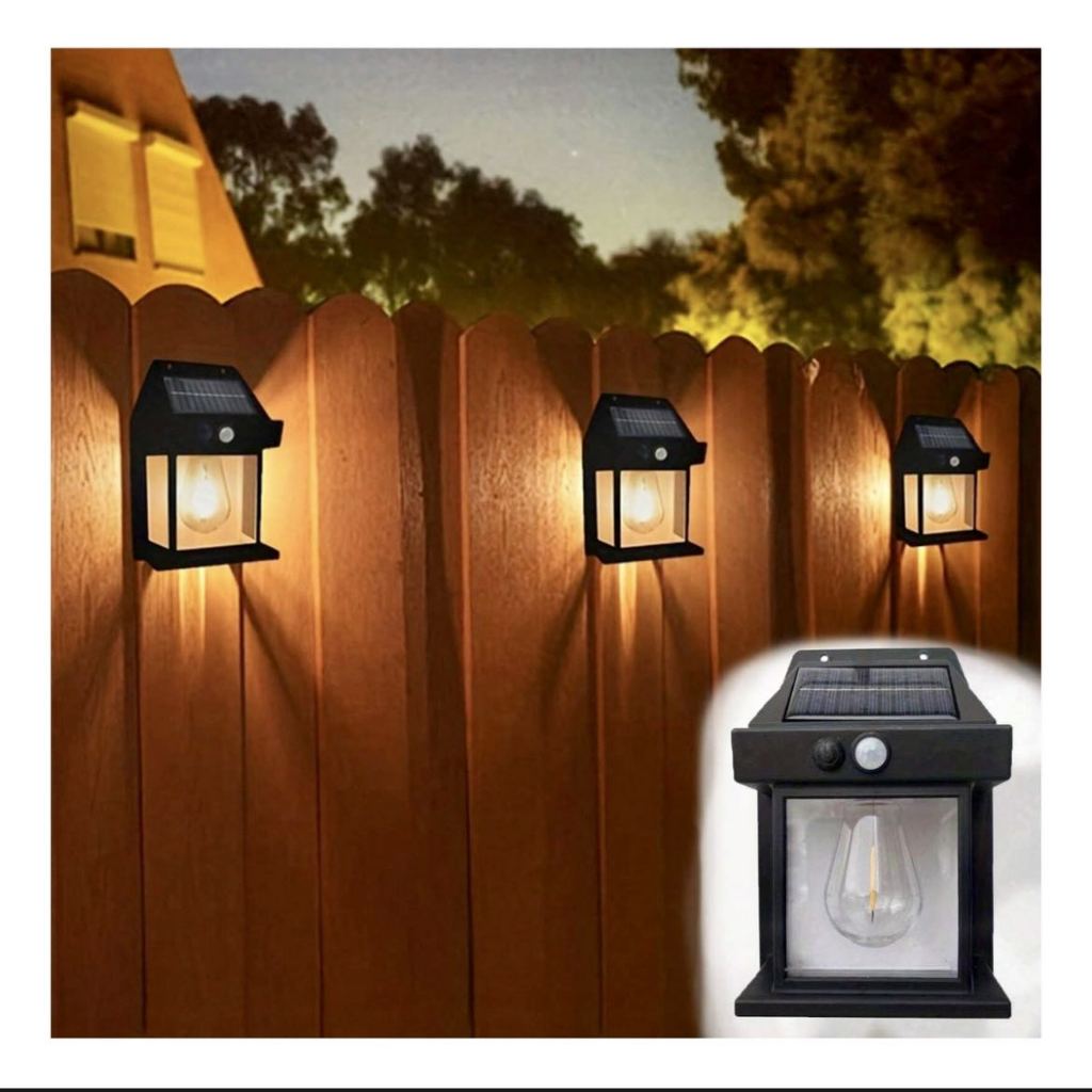 Luminaria Solar PRETO Com Movimento Sensor Luz De Parede Lâmpada LED, Arandela, Luz Solar Impermeável, Energia Solar
