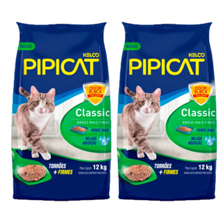 Kit com 2 Areia Higiênica Pipicat Classic para Gatos 12kg em Oferta na Shopee