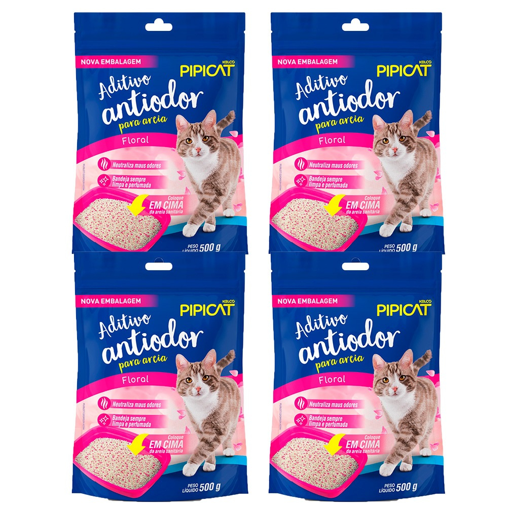 Kit com 4 Aditivo Pipicat Antiodor Floral 500g em Oferta na Shopee