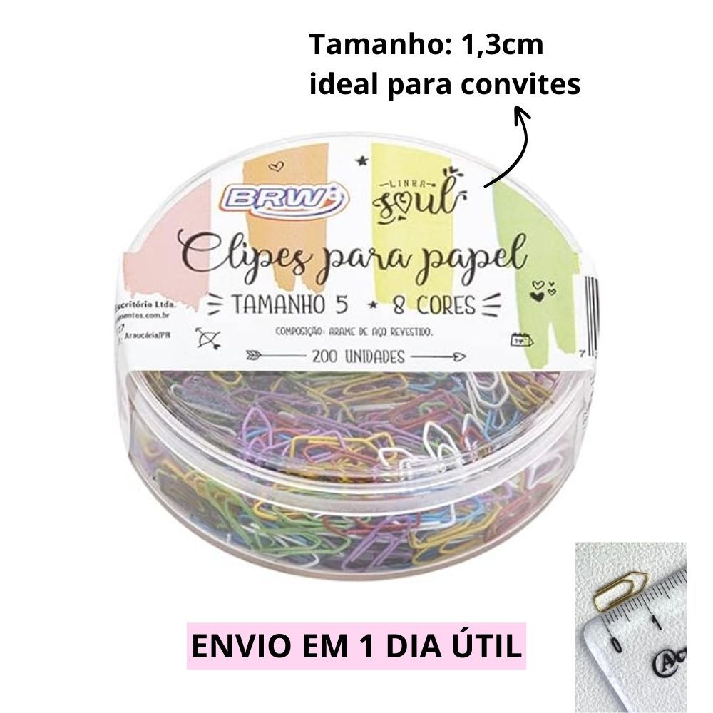 Clips para papel BRW tamanho 5 colorido 200un em Oferta na Shopee