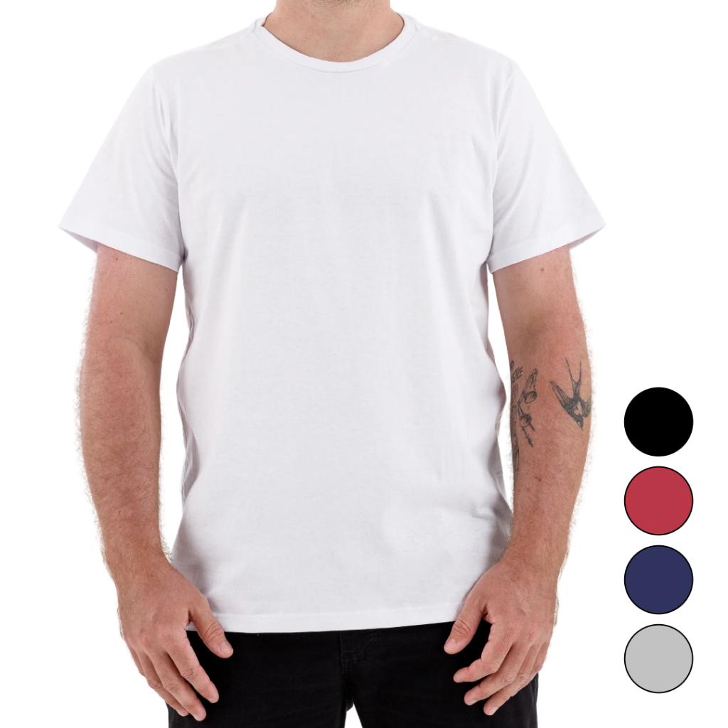 Camiseta Masculina Branca Lisa Básica 100% Algodão em Oferta na Shopee