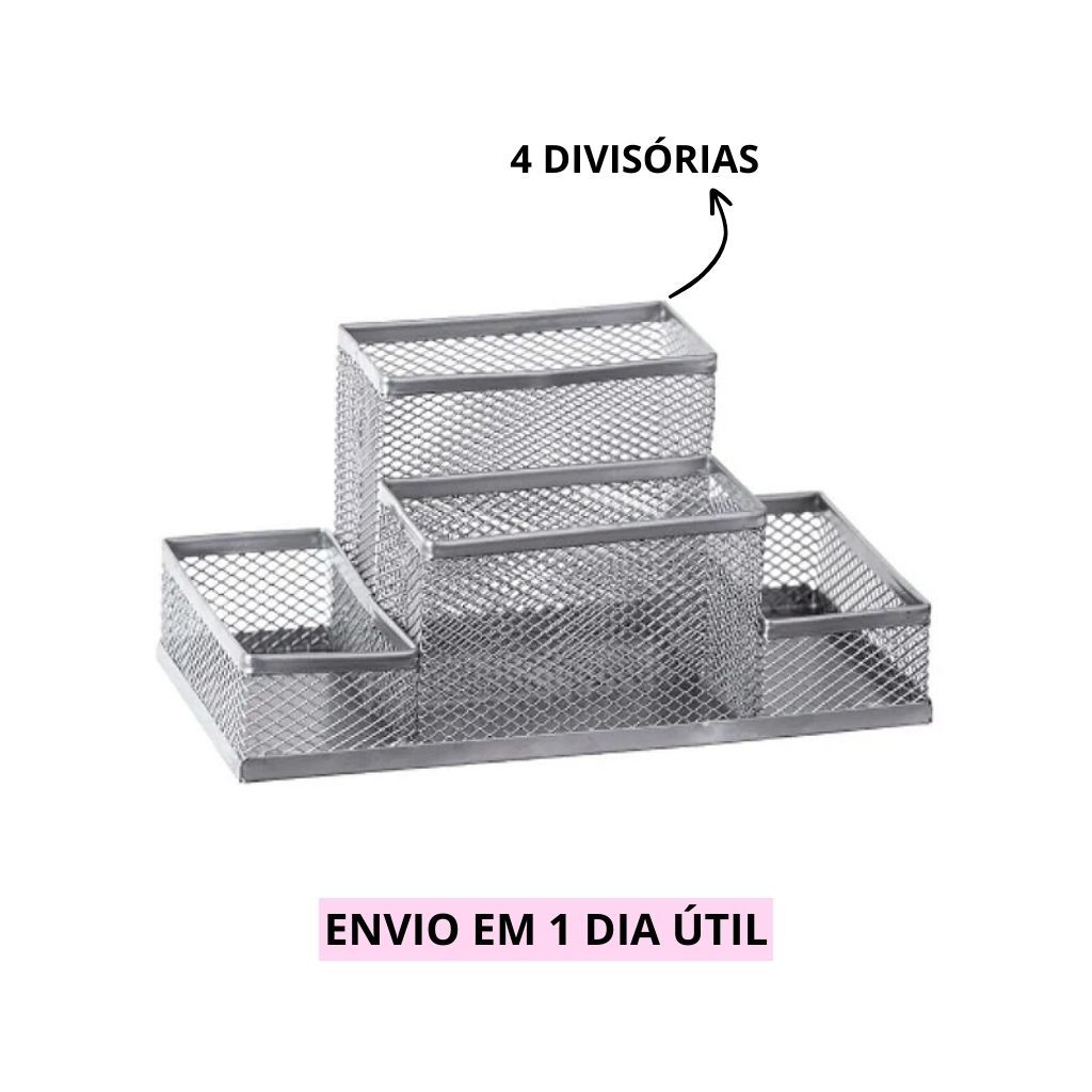 ORGANIZADOR ARAMADO ILHA 4 DIVISÓRIAS PRATA BRW