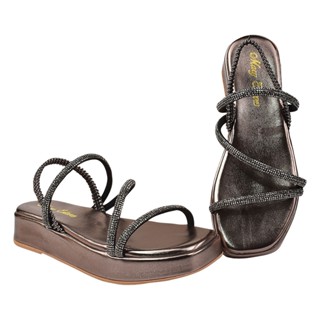 Sandália Feminina Papete Flatform com Strass Moda Blogueira