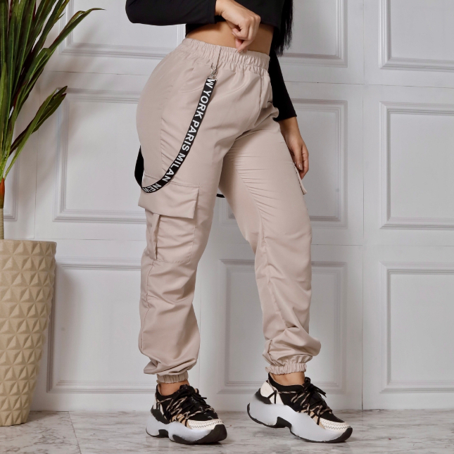 Calça Cargo Jogger Feminina TACTEL com suspensório e bolsos laterais em Oferta na Shopee