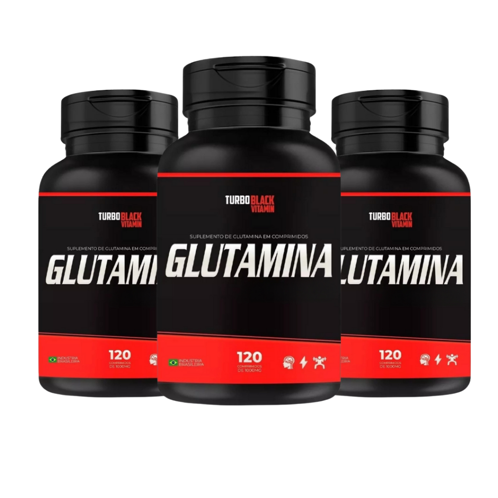 Kit 3 Glutamina 120 comprimidos 1000mg cada pote ganho muscular