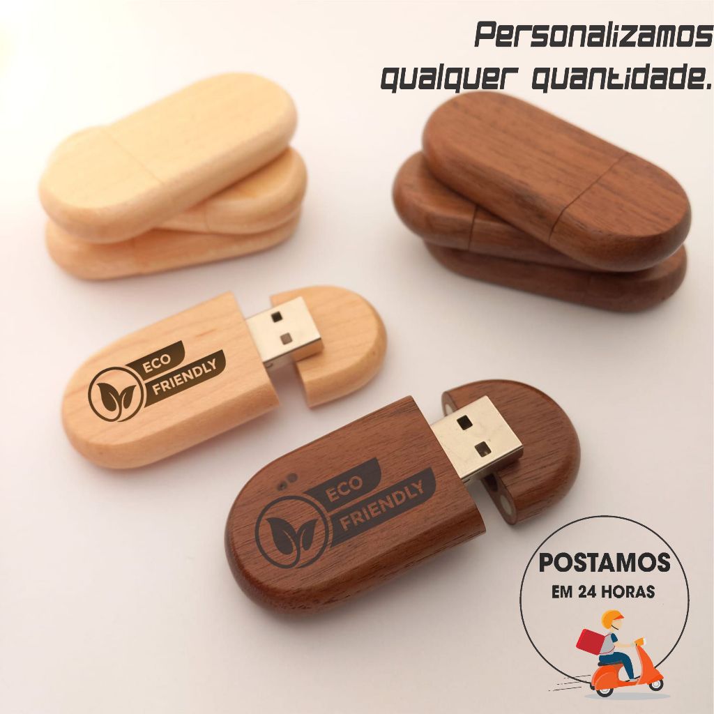 Pen drive de Madeira 4gb 8gb 16gb 32gb 64gb Personalizado Gravado com Nome ou Logo em Cores ou Laser Ecológico PMM305 em Oferta na Shopee