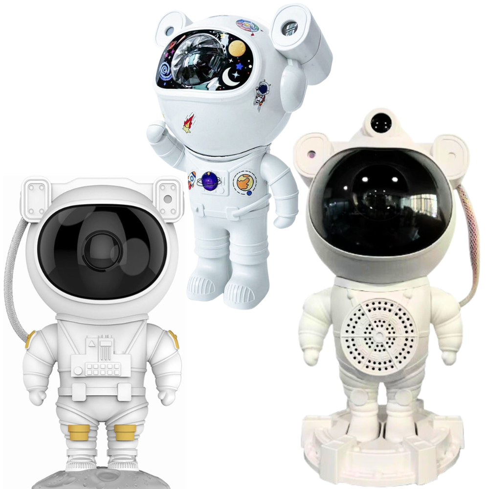 Projetor Galáxia Luz Noite Estrelas Astronauta com Bluetooth Luz Colorida Da Noite Quarto Com Som E Adesivos