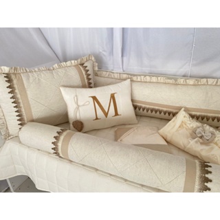 Kit Berço Americano Rolo Mirela Dourado com Linho 10 Peças Algodão em Oferta na Shopee