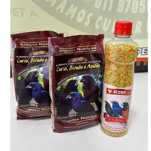 KIT - 2 MISTURAS CURIÓ, BICUDO E AZULÃO 500G + 1 ALCON CURIÓ 325G