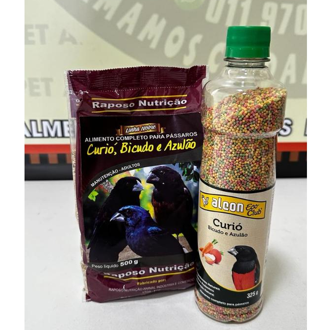 KIT - 1 MISTURA CURIÓ, BICUDO E AZULÃO 500G + 1 ALCON ECO CLUB CURIÓ 325G