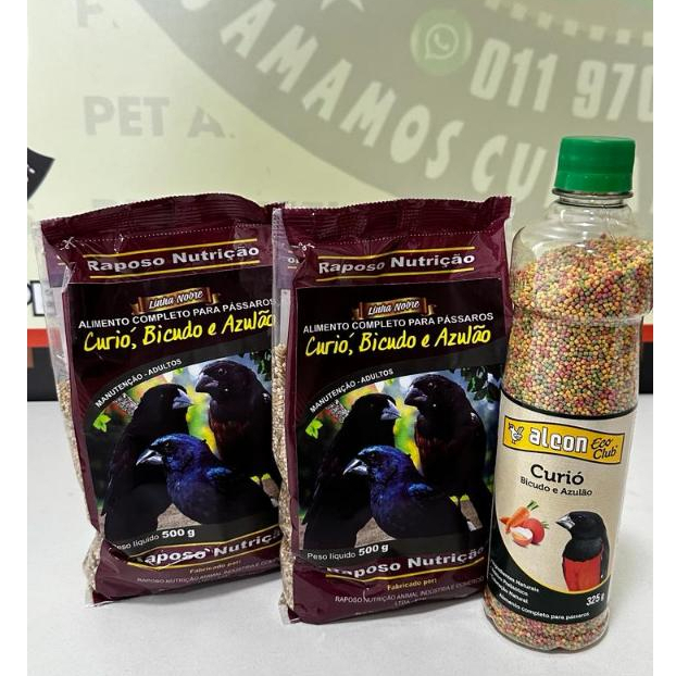 KIT - 2 MISTURAS CURIÓ, BICUDO E AZULÃO 500G + 1 ALCON ECO CLUB CURIÓ 325G