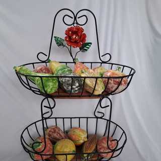 Frutera dois andares de parede suspensa fruteira cesto ferro fundo madeira legumes armazenar porta decoração cozinha fabricação propria em Oferta na Shopee
