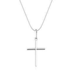 Colar prata 925 veneziana 60cm com pingente Cruz 1,8cm