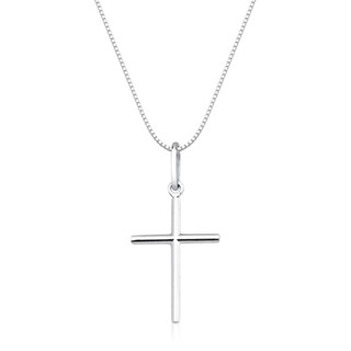 Colar prata 925 veneziana 70cm com pingente Cruz 1,8cm