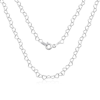 Colar Gargantilha Feminina de Prata 925 Elos Coração 40cm