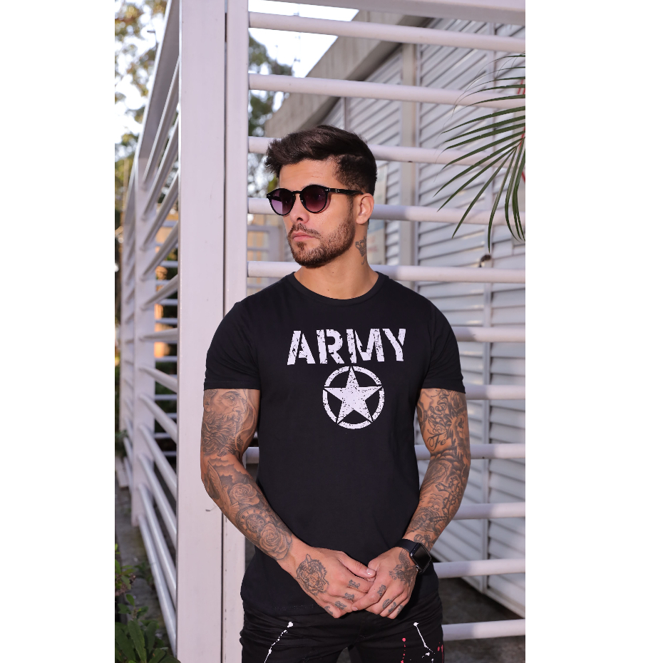 Camiseta Masculina Estampada Army - 100% Algodão Premium · foto 2