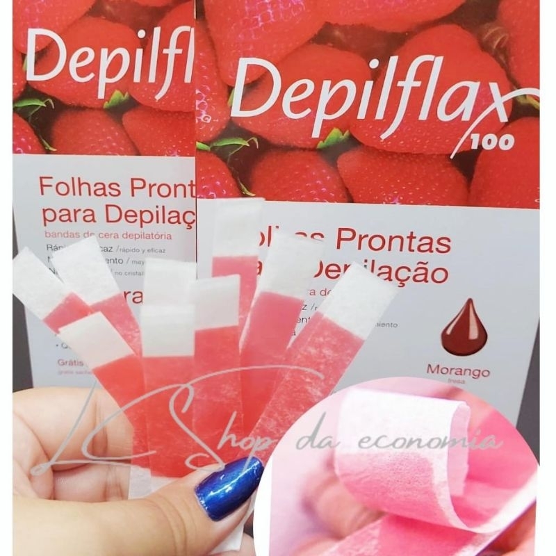 KIT 20 tiras (10 duplas) de Cera pronta Depilflax Original para Sobrancelhas e Buço.
