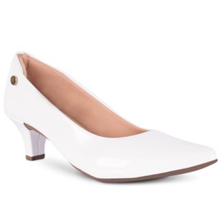 Sapato Scarpin Feminino Bico Fino Salto Fino Confortável Delicado Branco