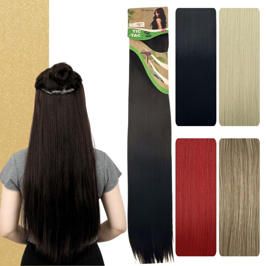 Extensão Cabelo Aplique Tic-tac 80cm Liso Fibra Orgânica Weng